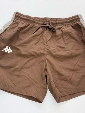 Kappa Men's Brown Athletic Shorts with White Logo